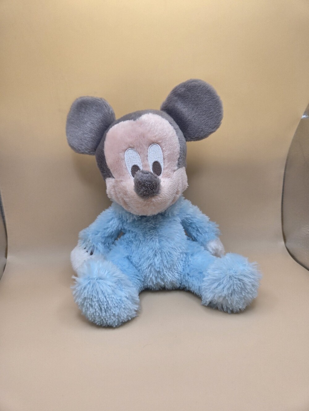 Disney Baby Mickey Mouse Light Blue & Grey Plush Stuffed Animal Rattle